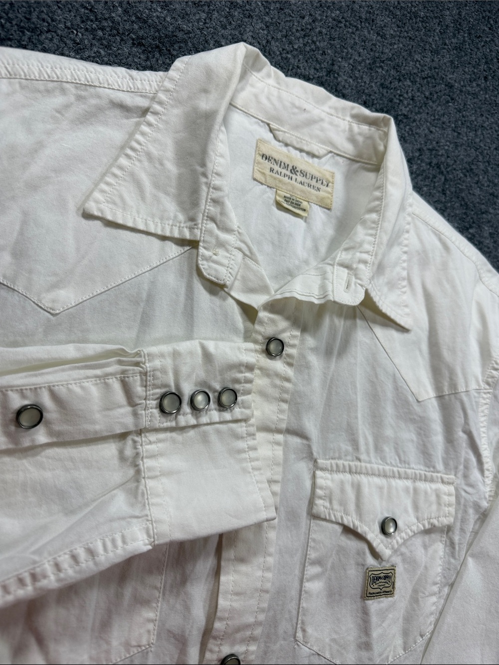 Denim & Supply Ralph Lauren White Pearl Snap Shirt Women’s M Western
